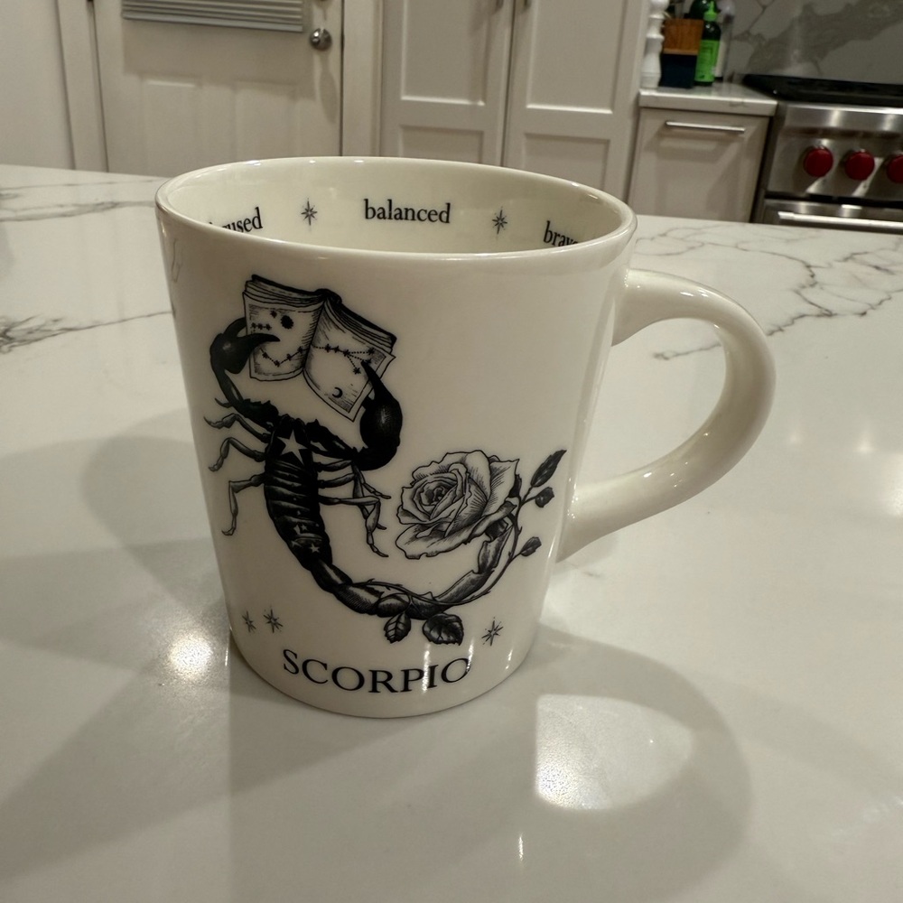 William Sonoma Scorpio Zodiac Mug with Scorpion and Rose Design